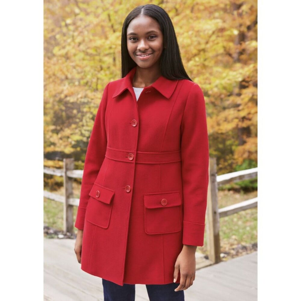 Cherokee Coquette Car Coat Womens Sz M VTG Red Fitted Babydoll Retro Rockabilly